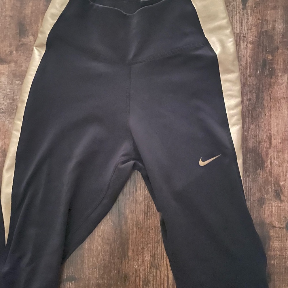 Nike Women’s Black and Gold Athletic Leggings